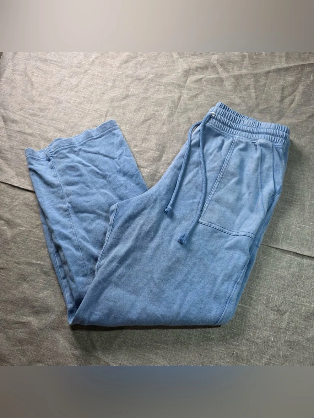 J. Crew Wide Leg French Terry Sweatpants Womens Medium Light Blue Drawstring